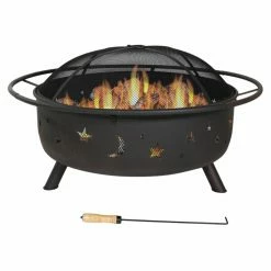 Outlet ✨ Round Sunnydaze Decor Cosmic 42 In. Fire Pit With Spark Screen ❤️ -Fire Pits & Tables Online Shop detail2NETH986