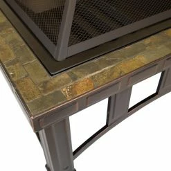 Outlet 👍 Outdoor Leisure Products Decorative Slate 30 Inch Square Steel Fire Pit 🤩 -Fire Pits & Tables Online Shop detail2OLP236