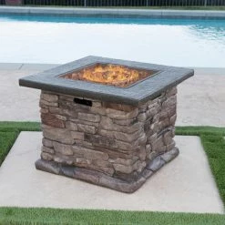 Deals 🎉 Best Selling Home Decor Safwa Outdoor 40,000 BTU Lightweight Concrete Square Fire Pit 🧨 -Fire Pits & Tables Online Shop detail3BSHD4618 1