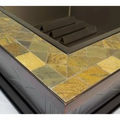 New ❤️ Outdoor Leisure Products 36 Inch Square Steel Fire Pit With Decorative Slate Hearth And Oil Rubbed Bronze Finish ⭐ -Fire Pits & Tables Online Shop detail3OLP237