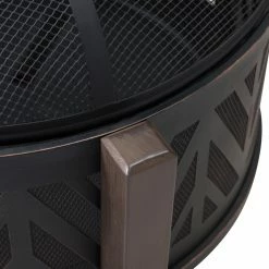 Buy 🌟 Sunjoy 31 Inch Round Chevron Wood-Burning Fire Pit ⭐ -Fire Pits & Tables Online Shop detail3SUNR1142