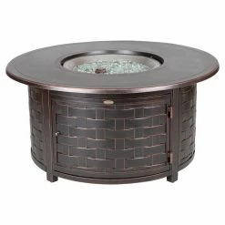 Buy 😀 Fire Sense Perissa Woven Round Cast Aluminum Propane Gas Fire Pit 👏 -Fire Pits & Tables Online Shop detail3WTL281