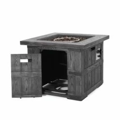 Deals 🔥 Best Selling Home Decor Ellanor Outdoor 40,000 BTU Lightweight Concrete Square Fire Pit - Brown Wood ❤️ -Fire Pits & Tables Online Shop detail4BSHD4571