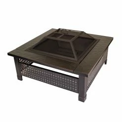 Wholesale 🎉 Outdoor Leisure Products 30 Inch Square Steel Fire Pit With Checkerboard Mesh Walls And Oil Rubbed Bronze Finish 🔥 -Fire Pits & Tables Online Shop detail4OLP238