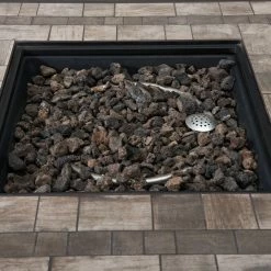 Deals 🔥 Sunjoy 38 Inch Outdoor Patio Brown Square All-Weather Wicker Ceramic Tile Top Propane Burning Fire Pit Table With Lid And Lava Rocks 🎉 -Fire Pits & Tables Online Shop detail4SUNR1186