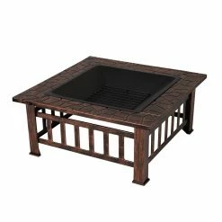 New 💯 Fire Sense Foxdale Steel Square Wood Burning Fire Pit 😀 -Fire Pits & Tables Online Shop detail4WTL468