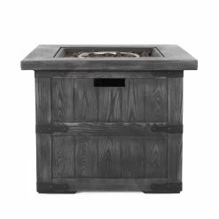 Deals 🔥 Best Selling Home Decor Ellanor Outdoor 40,000 BTU Lightweight Concrete Square Fire Pit - Brown Wood ❤️ -Fire Pits & Tables Online Shop detail5BSHD4571