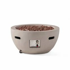 Best deal 😀 Best Selling Home Decor Round Chesney Outdoor 40,000 BTU Lightweight Concrete Fire Pit Bowl (No Tank Holder) - Dark Gray 🔔 -Fire Pits & Tables Online Shop detail5BSHD4601