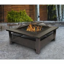 Wholesale 🎉 Outdoor Leisure Products 30 Inch Square Steel Fire Pit With Checkerboard Mesh Walls And Oil Rubbed Bronze Finish 🔥 -Fire Pits & Tables Online Shop detail5OLP238