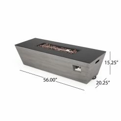 Buy 🛒 Best Selling Home Decor Rectangle Adio Outdoor 50,000 BTU Lightweight Concrete And Ceramic Rectangular Fire Pit (No Tank Holder) 👍 -Fire Pits & Tables Online Shop detail6BSHD4586