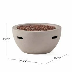 Outlet 😍 Best Selling Home Decor Round Chesney Outdoor 40,000 BTU Lightweight Concrete Fire Pit Bowl - Dark Gray And Black 🎁 -Fire Pits & Tables Online Shop detail6BSHD4605