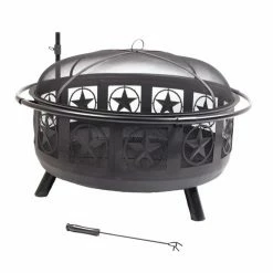 Discount 😀 Round Sunnydaze Decor All Star 30 Diam. Fire Pit With Cooking Grate And Spark Screen ✔️ -Fire Pits & Tables Online Shop detail6NETH687