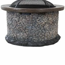 Best Sale 🌟 Sunjoy Stone 32 In. Round Wood-Burning Fire Pit 💯 -Fire Pits & Tables Online Shop detail6SUNR1191