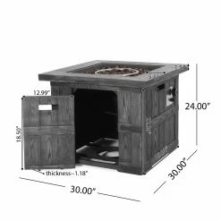 Deals 🔥 Best Selling Home Decor Ellanor Outdoor 40,000 BTU Lightweight Concrete Square Fire Pit - Brown Wood ❤️ -Fire Pits & Tables Online Shop detail7BSHD4571