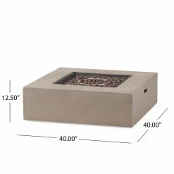Cheapest 💯 Best Selling Home Decor Anchorage Outdoor 50,000 BTU Lightweight Concrete Square Fire Pit (No Tank Holder) - Dark Gray 🎁 -Fire Pits & Tables Online Shop detail7BSHD4583