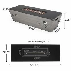 Buy 🛒 Best Selling Home Decor Rectangle Adio Outdoor 50,000 BTU Lightweight Concrete And Ceramic Rectangular Fire Pit (No Tank Holder) 👍 -Fire Pits & Tables Online Shop detail7BSHD4586