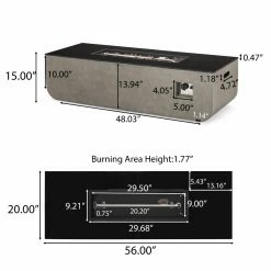 Deals ✔️ Best Selling Home Decor Rectangle Meyer Outdoor 50,000 BTU Lightweight Concrete And Ceramic Rectangular Fire Pit (No Tank Holder) 💯 -Fire Pits & Tables Online Shop detail7BSHD4587