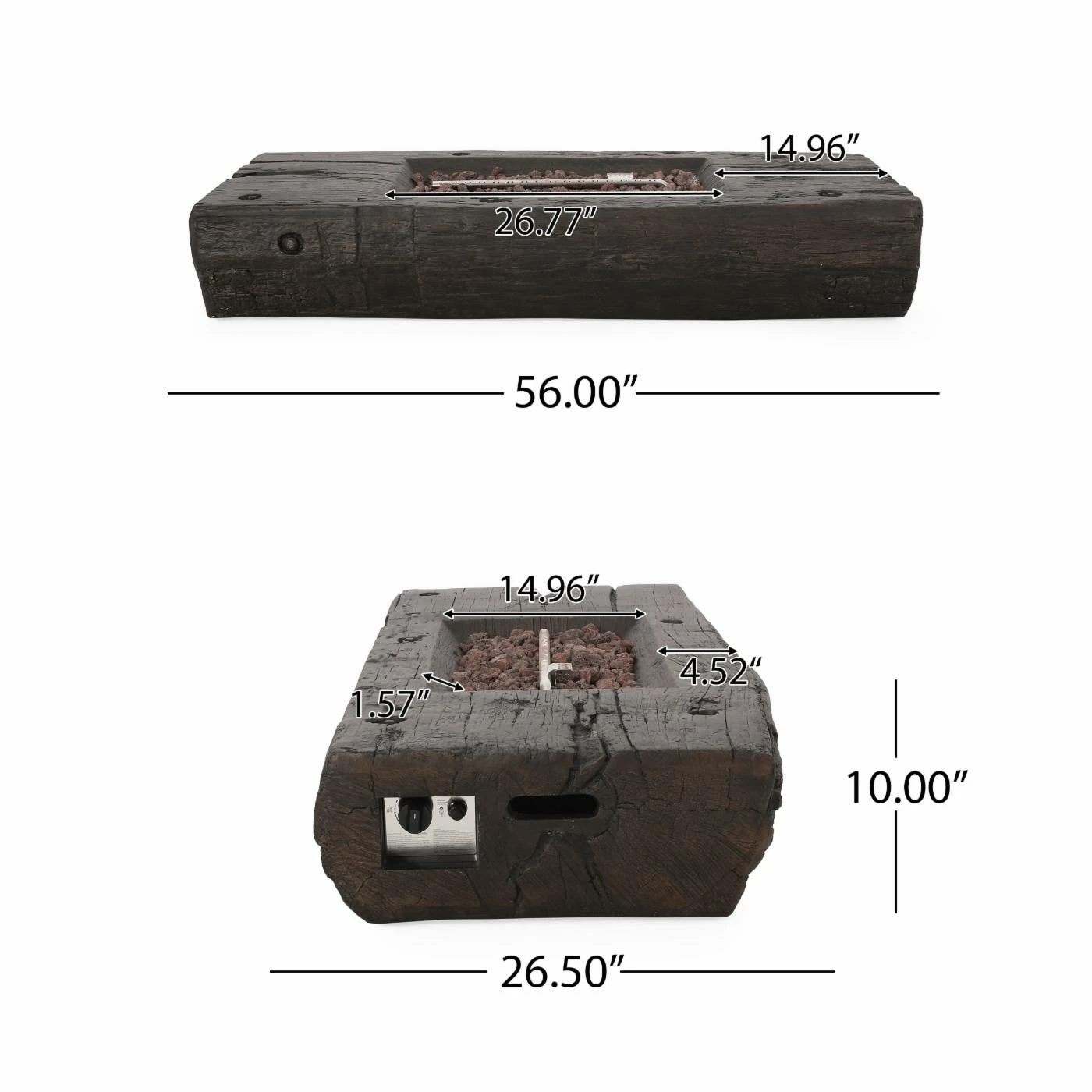 Promo ✨ Best Selling Home Decor Rectangle Wellington Outdoor 40,000 BTU Lightweight Concrete Wood Finish Fire Pit (No Tank Holder) 🛒 10 Promo ✨ Best Selling Home Decor Rectangle Wellington Outdoor 40,000 BTU Lightweight Concrete Wood Finish Fire Pit (No Tank Holder) 🛒 - Image 10