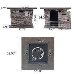 Deals 🎉 Best Selling Home Decor Safwa Outdoor 40,000 BTU Lightweight Concrete Square Fire Pit 🧨 -Fire Pits & Tables Online Shop detail7BSHD4618