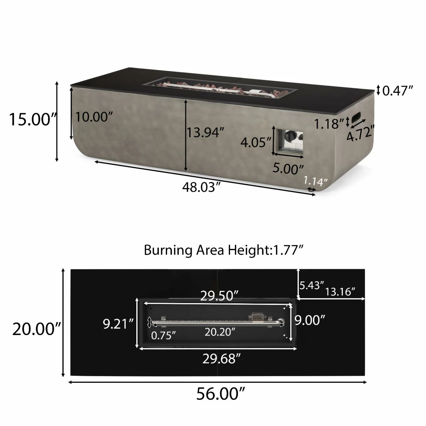 Wholesale 🛒 Best Selling Home Decor Gas Meyer Outdoor 50,000 BTU Lightweight Concrete Rectangular Fire Pit 🤩 10 Wholesale 🛒 Best Selling Home Decor Gas Meyer Outdoor 50,000 BTU Lightweight Concrete Rectangular Fire Pit 🤩 - Image 10