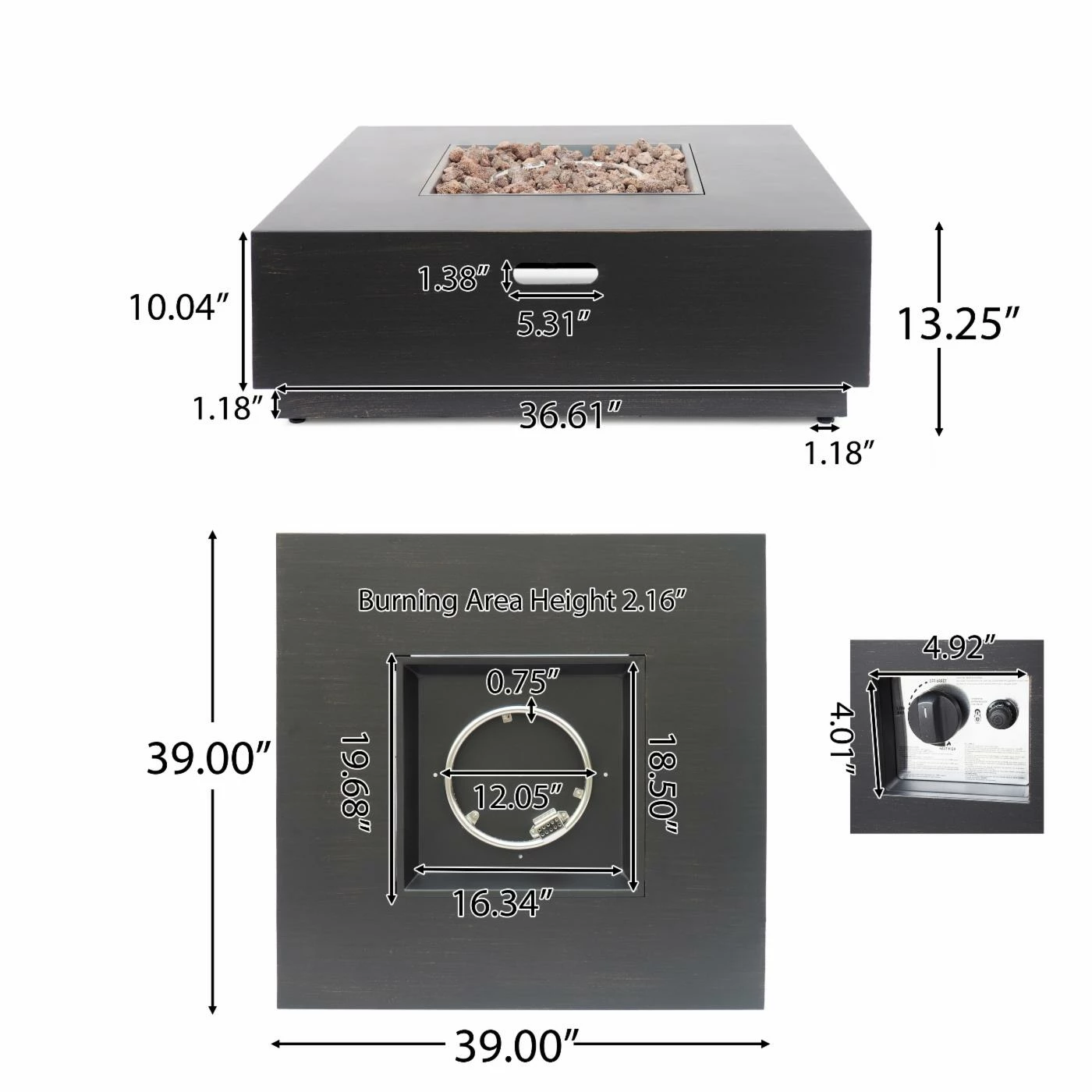 Deals ๐ Best Selling Home Decor Langton Outdoor 50,000 BTU Square Fire Pit With Tank Holder - Dark Gray ๐งจ 10 Deals ๐ Best Selling Home Decor Langton Outdoor 50,000 BTU Square Fire Pit With Tank Holder - Dark Gray ๐งจ - Image 10