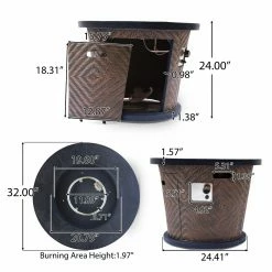 Best reviews of 🧨 Best Selling Home Decor Round Aidan Outdoor 40,000 BTU Lightweight Concrete Wicker Print Circular Fire Pit 🎉 -Fire Pits & Tables Online Shop detail7BSHD4647