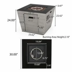 Hot Sale 🔔 Best Selling Home Decor Adio Outdoor Modern 50,000 BTU Lightweight Concrete Square Fire Pit 😍 -Fire Pits & Tables Online Shop detail7BSHD4648