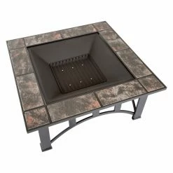 Budget 💯 Square Pure Garden 33 In. Tile Fire Pit With Free Cover 🧨 -Fire Pits & Tables Online Shop detailASR8595