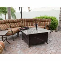 Best Sale 🤩 AZ Patio Heaters Slatted Square Aluminum Propane Fire Pit 😉 -Fire Pits & Tables Online Shop detailAZP161