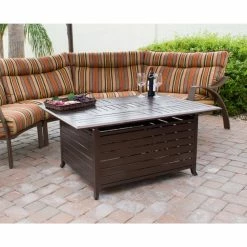 Budget ⌛ Rectangle AZ Patio Heaters Outdoor Aluminum Rectangular Fire Pit In 🔨 Hammered Bronze 💯 -Fire Pits & Tables Online Shop detailAZP164