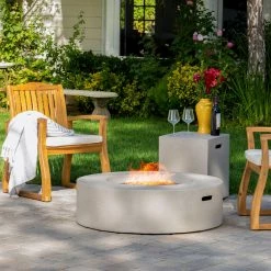 Flash Sale 🥰 Best Selling Home Round Salta Circular Outdoor Gas Fire Pit Table With Tank Holder ⌛ -Fire Pits & Tables Online Shop detailBSHD2209