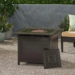 Best Sale ✨ Best Selling Home Decor Sojourner Outdoor 37,000 BTU Aluminum Square Fire Pit ❤️ -Fire Pits & Tables Online Shop detailBSHD4613