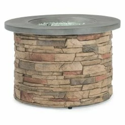 Deals 🛒 Sego Lily Sage 35 In. Round Stone Fire Table ⌛ -Fire Pits & Tables Online Shop detailFLO379