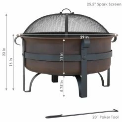 Best Sale 🔔 Sunnydaze Decor Round Sunnydaze 29 In. Fire Pit And Spark Screen Set ❤️ -Fire Pits & Tables Online Shop detailNETH1499
