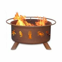 Best Pirce 😀 Round Patina Atlantic Coast 31 Diam. Fire Pit With Grill And Free Cover 🔥 -Fire Pits & Tables Online Shop detailPAT023