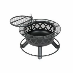 Discount 🤩 Round HEATMAXX 32 In. Wood Fire Pit With Rotating Grill 🥰 -Fire Pits & Tables Online Shop detailSHIN016 1