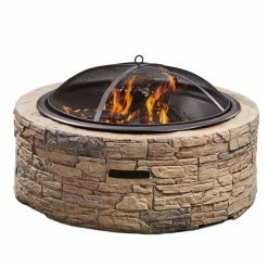 Discount 💯 Round HEATMAXX 35 In. Cast Stone Wood Burning Fire Pit 👏 -Fire Pits & Tables Online Shop detailSHIN017