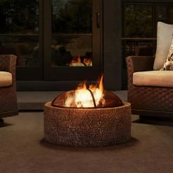 Deals ⭐ Sunjoy Stone 26 Inch Round Wood-Burning Fire Pit ❤️ -Fire Pits & Tables Online Shop detailSUNR1138