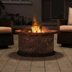 Best Sale 🌟 Sunjoy Stone 32 In. Round Wood-Burning Fire Pit 💯 -Fire Pits & Tables Online Shop detailSUNR1191