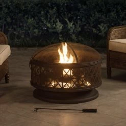 Flash Sale 🎉 Sunjoy Parker 30 Inch Round Wood-Burning Fire Pit ✔️ -Fire Pits & Tables Online Shop detailSUNR1215 1