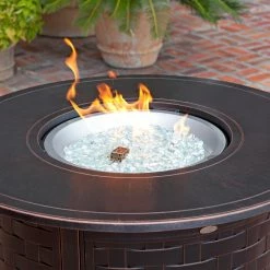 Buy 😀 Fire Sense Perissa Woven Round Cast Aluminum Propane Gas Fire Pit 👏 -Fire Pits & Tables Online Shop detailWTL281