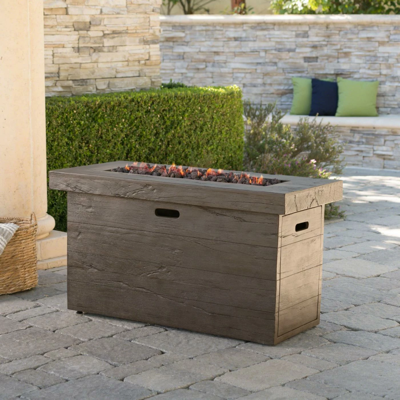 Best Pirce 💯 Best Selling Home Decor Rectangle Kaydrian Outdoor 50,000 BTU Lightweight Concrete Rectangular Fire Pit - Brown 😍 2 Best Pirce 💯 Best Selling Home Decor Rectangle Kaydrian Outdoor 50,000 BTU Lightweight Concrete Rectangular Fire Pit - Brown 😍 - Image 2