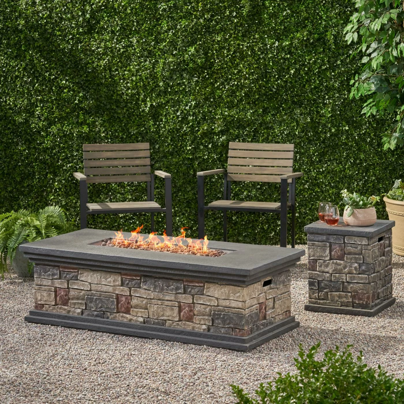 Discount 🌟 Best Selling Home Decor Rectangle Lowan Outdoor 50,000 BTU Lightweight Concrete Rectangular Fire Pit With Tank Holder ⌛ 2 Discount 🌟 Best Selling Home Decor Rectangle Lowan Outdoor 50,000 BTU Lightweight Concrete Rectangular Fire Pit With Tank Holder ⌛ - Image 2