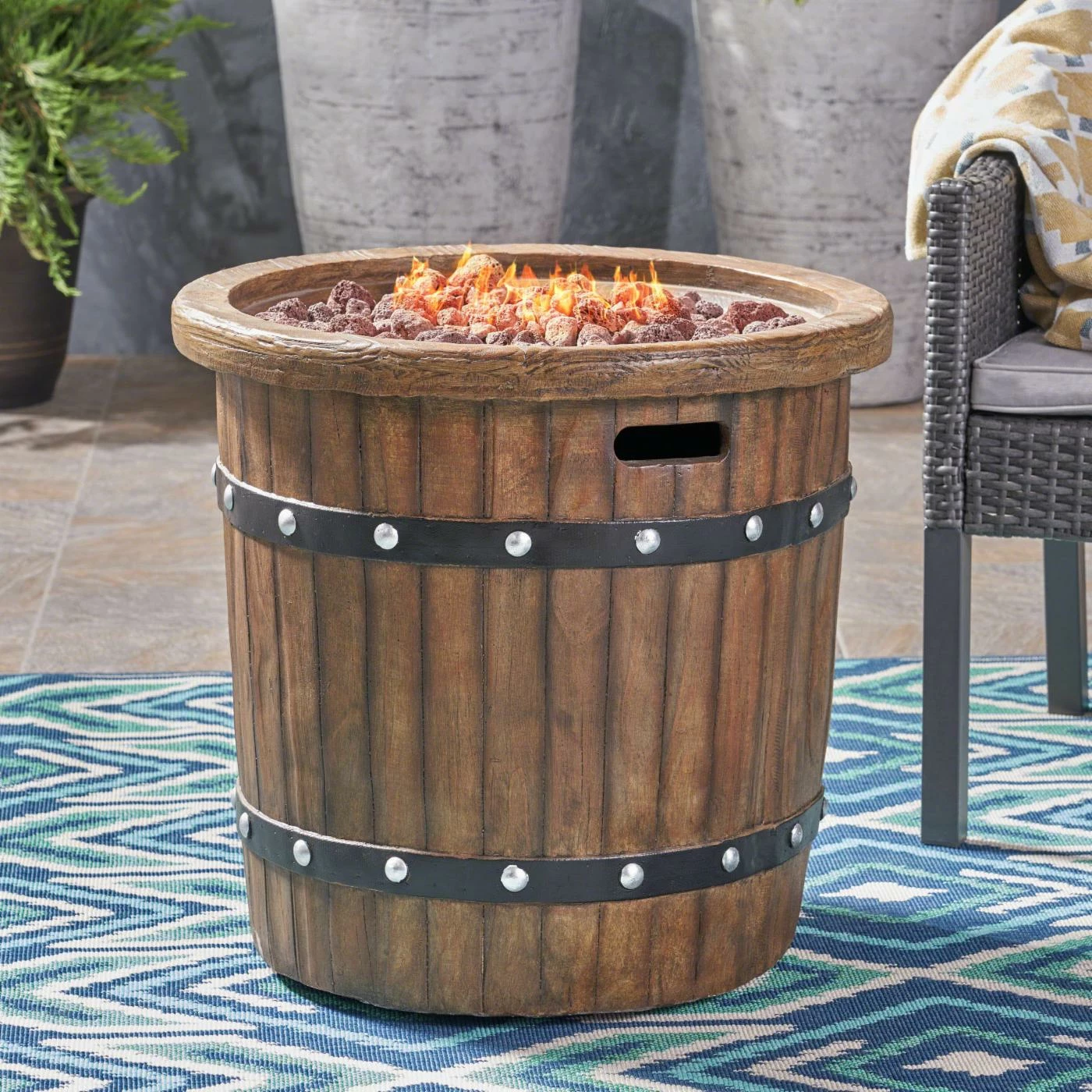 Cheapest 😀 Best Selling Home Decor Round Araiah Outdoor 40,000 Lightweight Concrete Barrel Fire Pit ⭐ 2 Cheapest 😀 Best Selling Home Decor Round Araiah Outdoor 40,000 Lightweight Concrete Barrel Fire Pit ⭐ - Image 2