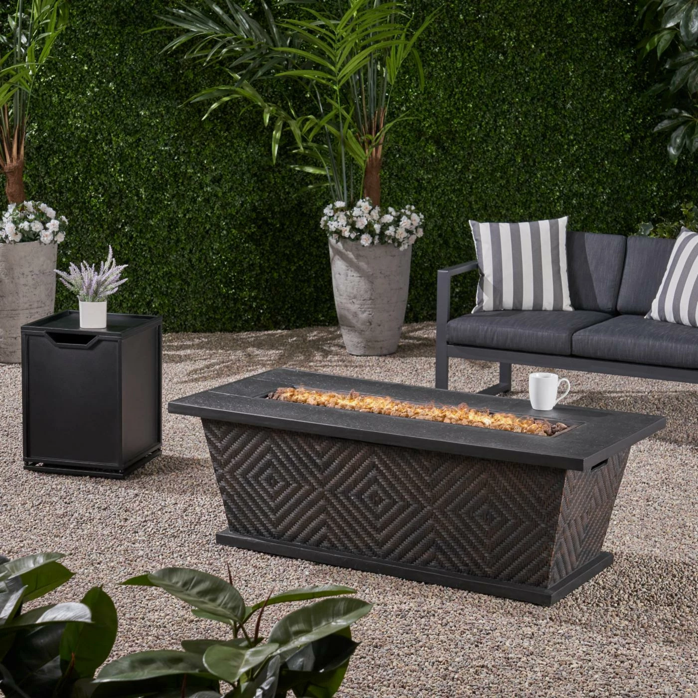 Hot Sale 😍 Best Selling Home Decor Rectangle Aidan Outdoor 50,000 BTU Lightweight Concrete Rectangular Fire Pit With Tank Holder 🎁 2 Hot Sale 😍 Best Selling Home Decor Rectangle Aidan Outdoor 50,000 BTU Lightweight Concrete Rectangular Fire Pit With Tank Holder 🎁 - Image 2