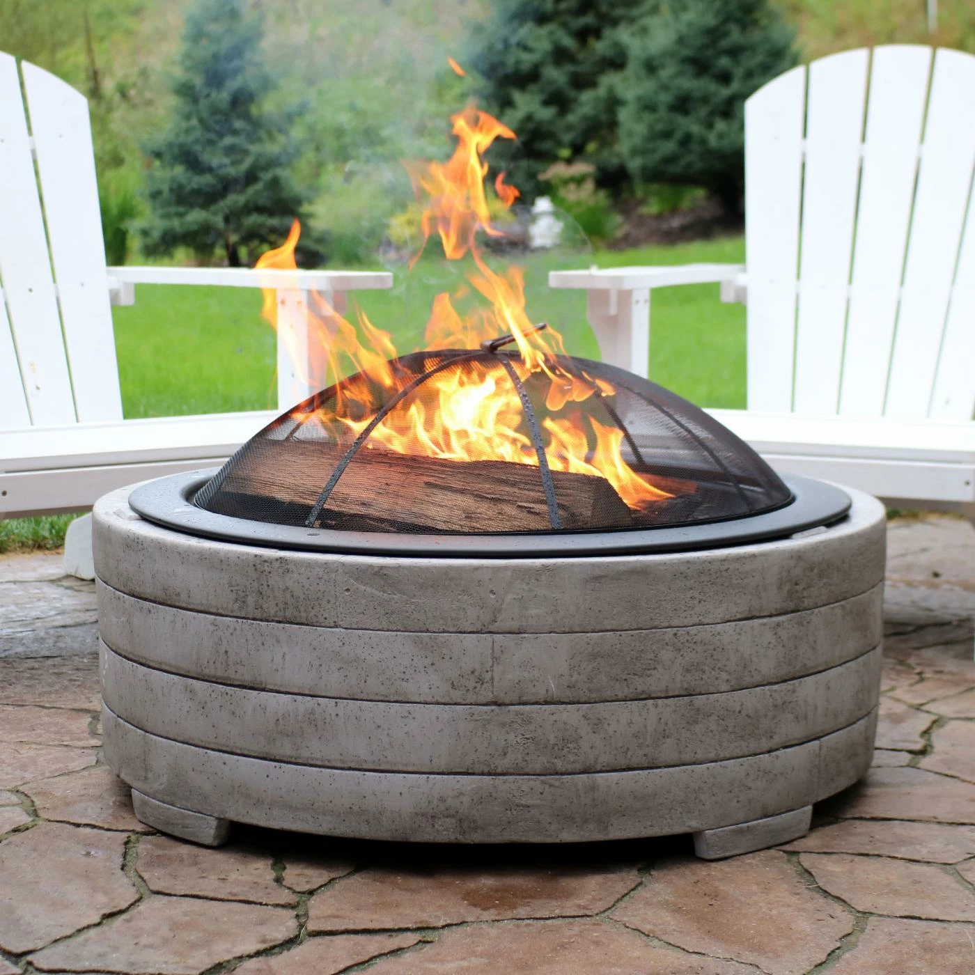 Outlet π Round Sunnydaze Decor Stacked Faux Stone 35.75 Diam. Fire Pit With Spark Screen π 2 Outlet π Round Sunnydaze Decor Stacked Faux Stone 35.75 Diam. Fire Pit With Spark Screen π - Image 2