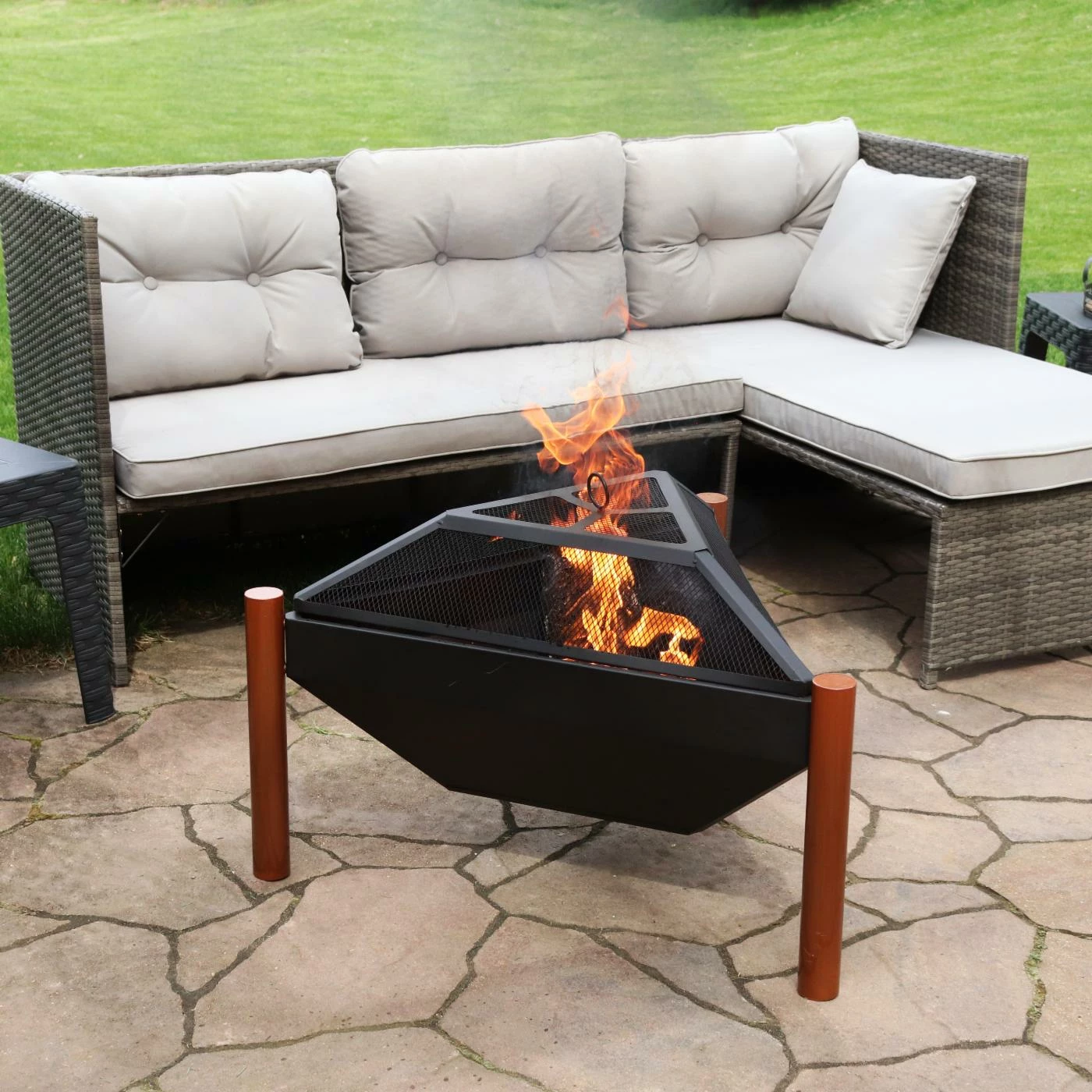 Cheapest 𧨠Sunnydaze Decor All Other Shapes Sunnydaze 31 In. Triangle Fire Pit With Log Grate And Spark Screen π₯° 2 Cheapest 𧨠Sunnydaze Decor All Other Shapes Sunnydaze 31 In. Triangle Fire Pit With Log Grate And Spark Screen π₯° - Image 2