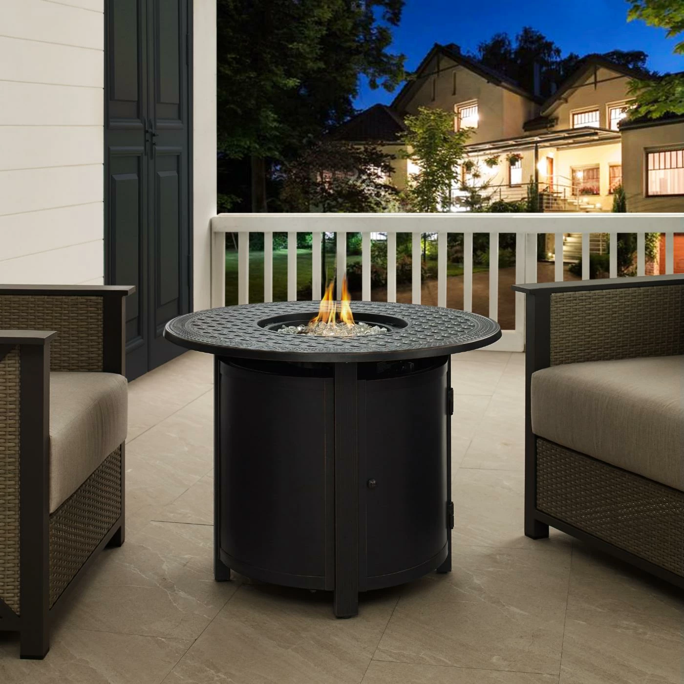 Hot Sale 🛒 Fire Sense Woodberry Round Aluminum Propane Fire Pit ❤️ 2 Hot Sale 🛒 Fire Sense Woodberry Round Aluminum Propane Fire Pit ❤️ - Image 2