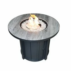 Promo 😀 Round AZ Patio Heaters Faux Wood Fire Pit 🛒