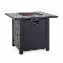 Best Sale ✔️ Best Selling Home Decor Hamel Outdoor 40,000 BTU Iron Square Fire Pit ✔️